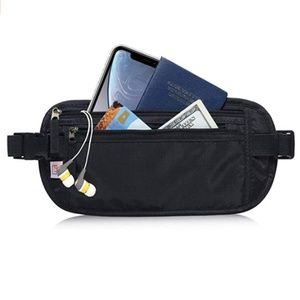 Travel Money Belt Passport Holder Black - AIKELIDA
